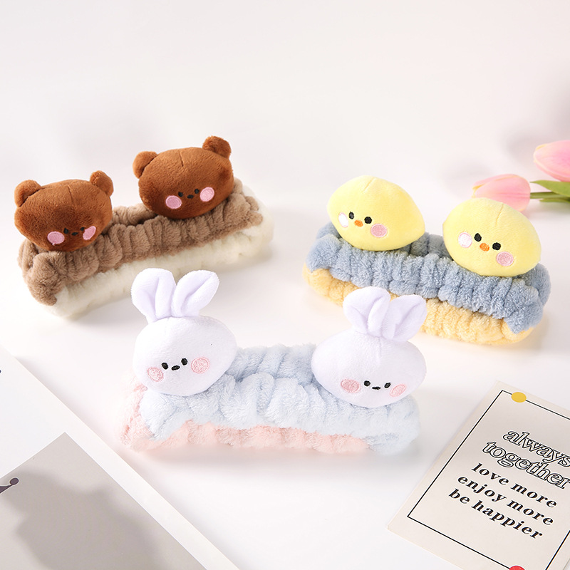 Diseño original color a juego oso banda de pelo de dibujos animados Internet celebridad lavado de cara maquillaje animal banda de pelo conejo banda de pelo de pollo Mujer