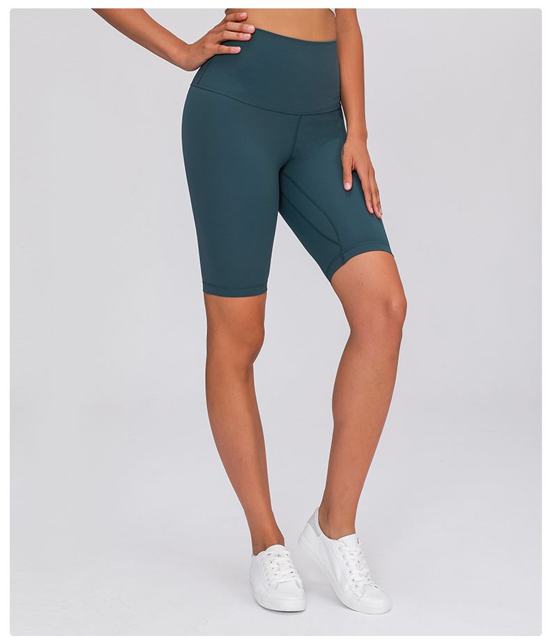 Pantalones cortos de yoga elásticos cepillados de doble cara de cintura alta de color sólido/estampados multicolores NSDQF127349