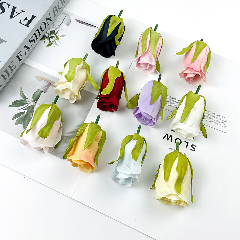 Simulation rose flower bud bud artificial flower diy small flower head corsage wreath material photography props