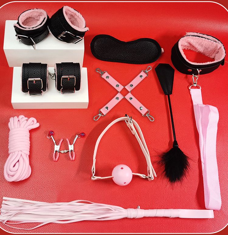 Jiuai SM Bondage Ten-Piece Set, Plush Handcuffs and Nipple Clamps, Couples Training Kit — detail image 17