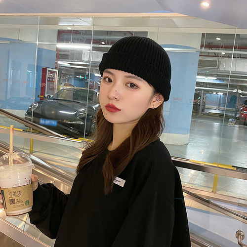 Foreign trade wool hat men's autumn and winter hip-hop fedora hat short style trendy brand large head circumference Korean-style warm knitted cold hat