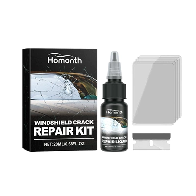 Homonth Glass Crack Repair Kit Clear Vision Car Windshield Nano Repair Fluid Kit (Auto glass repair liquid) - liquid-20ml1blade1cured-film5