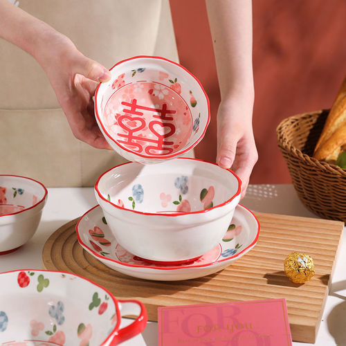 碗具套装中式喜庆碗筷结婚喜碗婚庆嫁妆餐具结婚礼物碗碟伴手礼