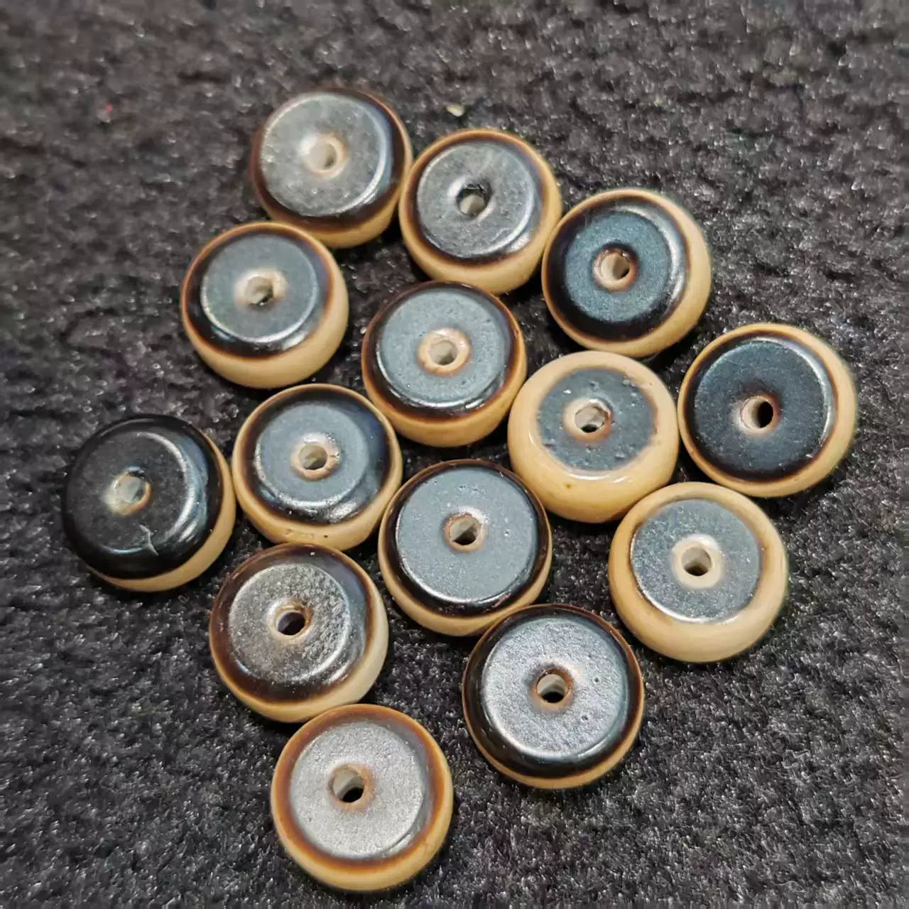 Бусина-разделитель из агата Дзи в тибетском стиле, желтая, 5*8 мм, однорядная, для этнических ожерелий, подвесок, аксессуары для рукоделия.