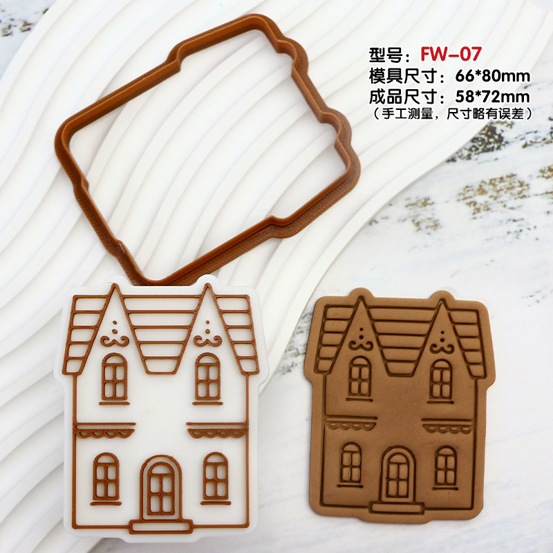 Casa Navidad casa molde de galletas hornear fiesta molde de fondant de bricolaje prensa tridimensional 3D molde de corte de galletas de glaseado