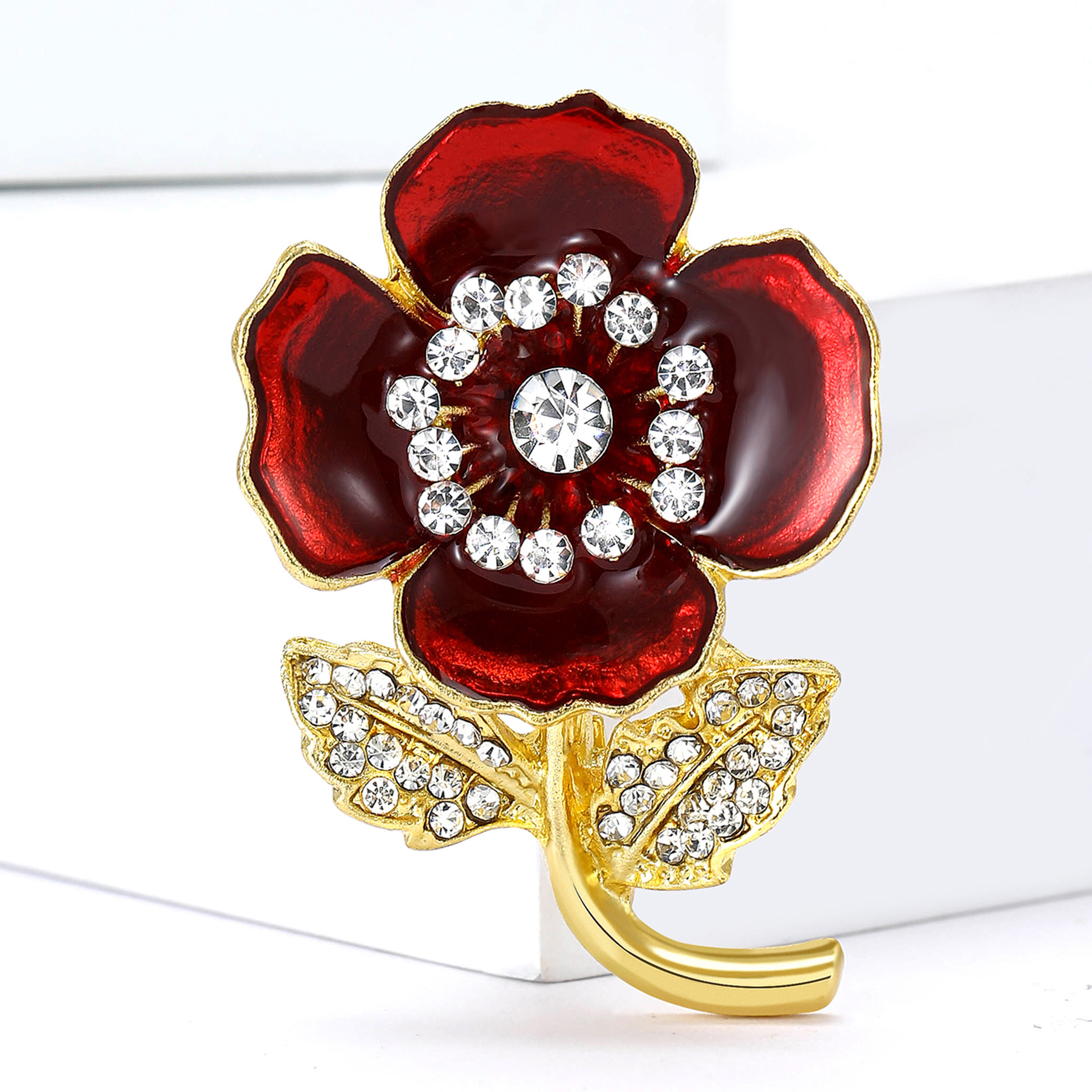 Vintage Damenbrosche Mit Perlen Kristall Und Emaille Design_voghion.com