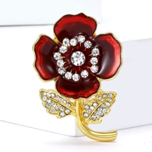 European and American Fashion Alloy Enamel Poppy Flower Brooch Simple Personality Women's Suit Coat Corsage Jewelry Pin