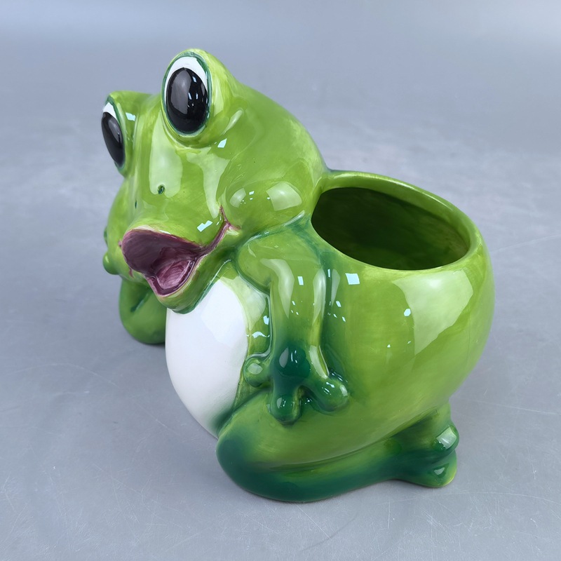 Cerámica pequeña maceta creativa animación conejo pequeño panda rana perro pintado a mano recipiente de maceta de cerámica carne