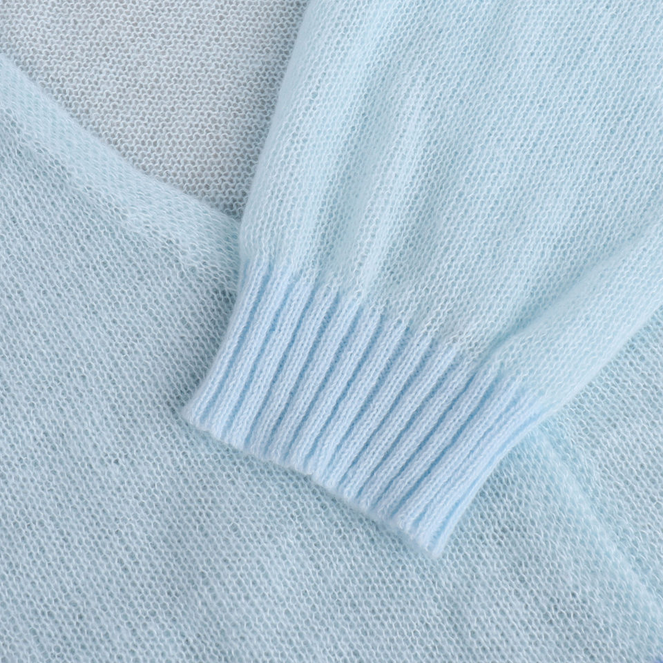 Áo cardigan dệt kim nữ cổ chữ V dáng rộng mỏng nhẹ — Màu xanh dương chi tiết 31