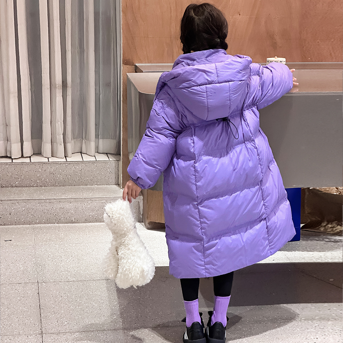 Gran abrigo largo de algodón acolchado para niños de Corea del Sur invierno nuevos niños y niñas bebé sobre la rodilla abrigo de algodón acolchado cálido abrigo engrosado