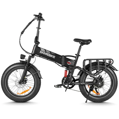 Qatlanan elektrik velosipedlər fat tires, in stock at overseas - black