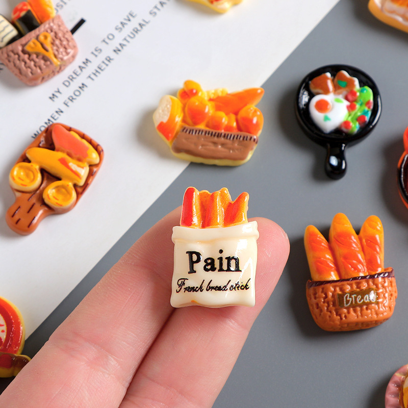 ミニチュアシミュレーション洋食おもちゃパン樹脂アクセサリー diy クリーム接着剤冷蔵庫マグネットヘアピン水カップパッチ素材|undefined