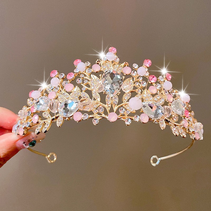 Tombro de corona para niños pequeña princesa corona diadema de cumpleaños accesorios para el cabello de cristal para niñas regalo de cumpleaños