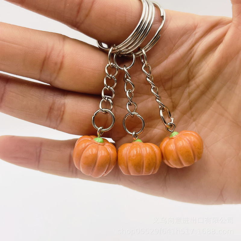 シミュレーションのトランペットのかぼちゃのキーホルダーのカバンのペンダントの立体の野菜の樹脂のかわいい食べ物は鍵のチェーンの部品の贈り物を遊びます。|undefined
