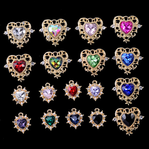 10pcs Crystal love baroque alloy pendant of diy multicolor earrings Handmade Necklace DIY Jewelry accessories wholesale