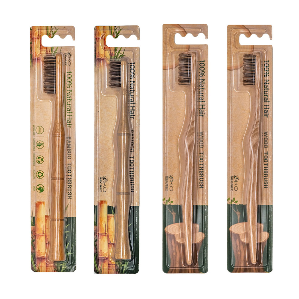 Xiuming cepillo de dientes de bambú de carbón activado de lana suave madera de mango ecológico natural, biodegradable de bambú orgánico