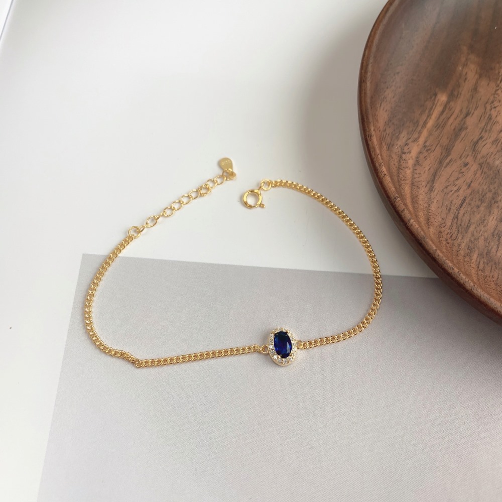 Retro Geometric Sterling Silver Inlay Zircon Bracelets 1 Piece