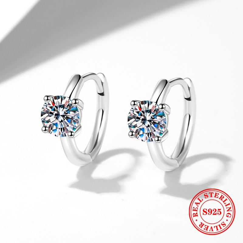 Серьги из стерлингового серебра s925 сережки из муассанита дикие высокие классические четыре когтя 50 баллов D цвет сережки из муассанита