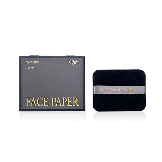 Facial Oil-absorbing Paper Oil-removing Powder Puff Mirror Box Portable with Refreshing and Mirror Suede 100 Facial Oil-absorbing Paper