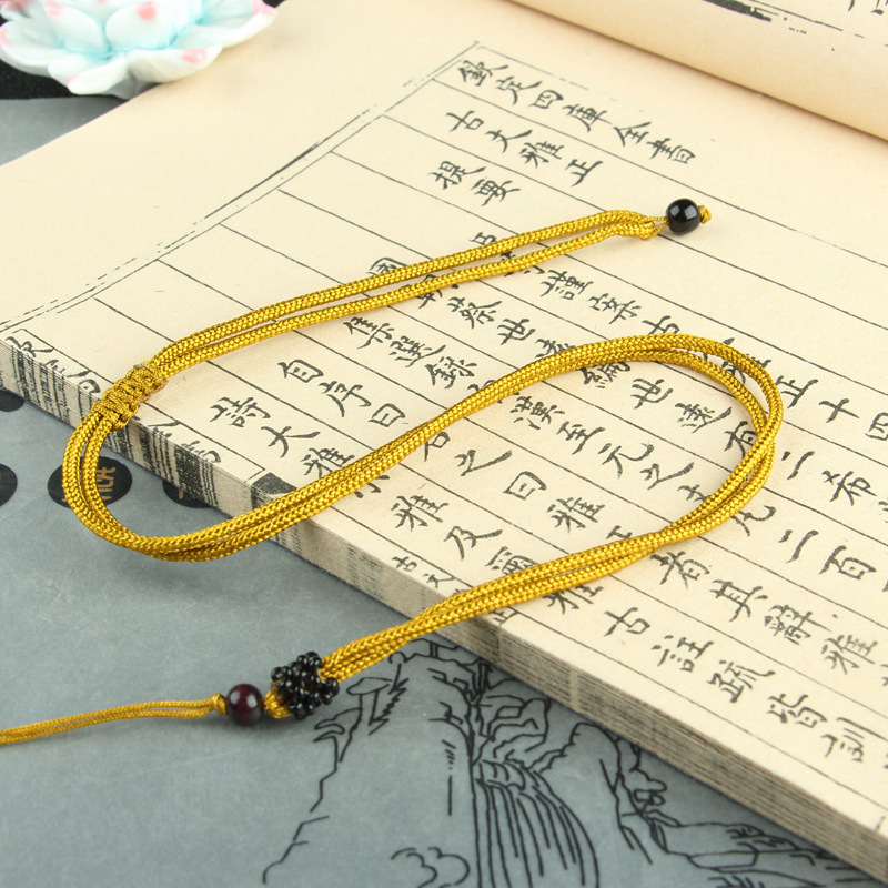 Small wooden bead rope earthy yellow
