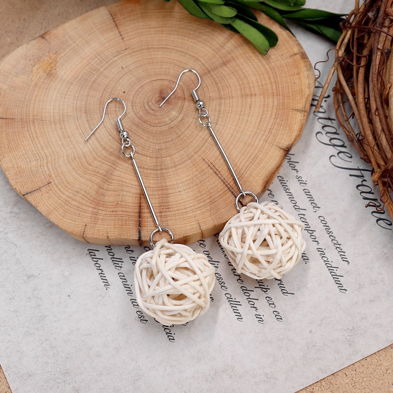 1 Pair Fashion Geometric Alloy Natural Rattan Wood Handmade Women's Drop Earrings display picture 28