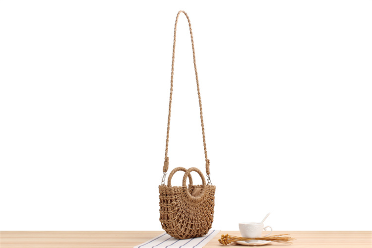 Women's Small Straw Solid Color Fashion Hollow Out Shell String Crossbody Bag display picture 4