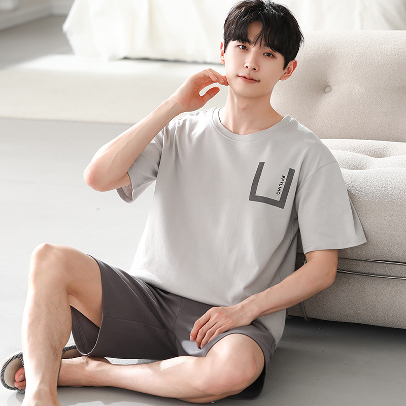 남성용 인기 잠옷 라이브 방송 여름 모달 2025 새로운 반팔 얇은 스타일은 대형 가정복 외부에 착용 가능