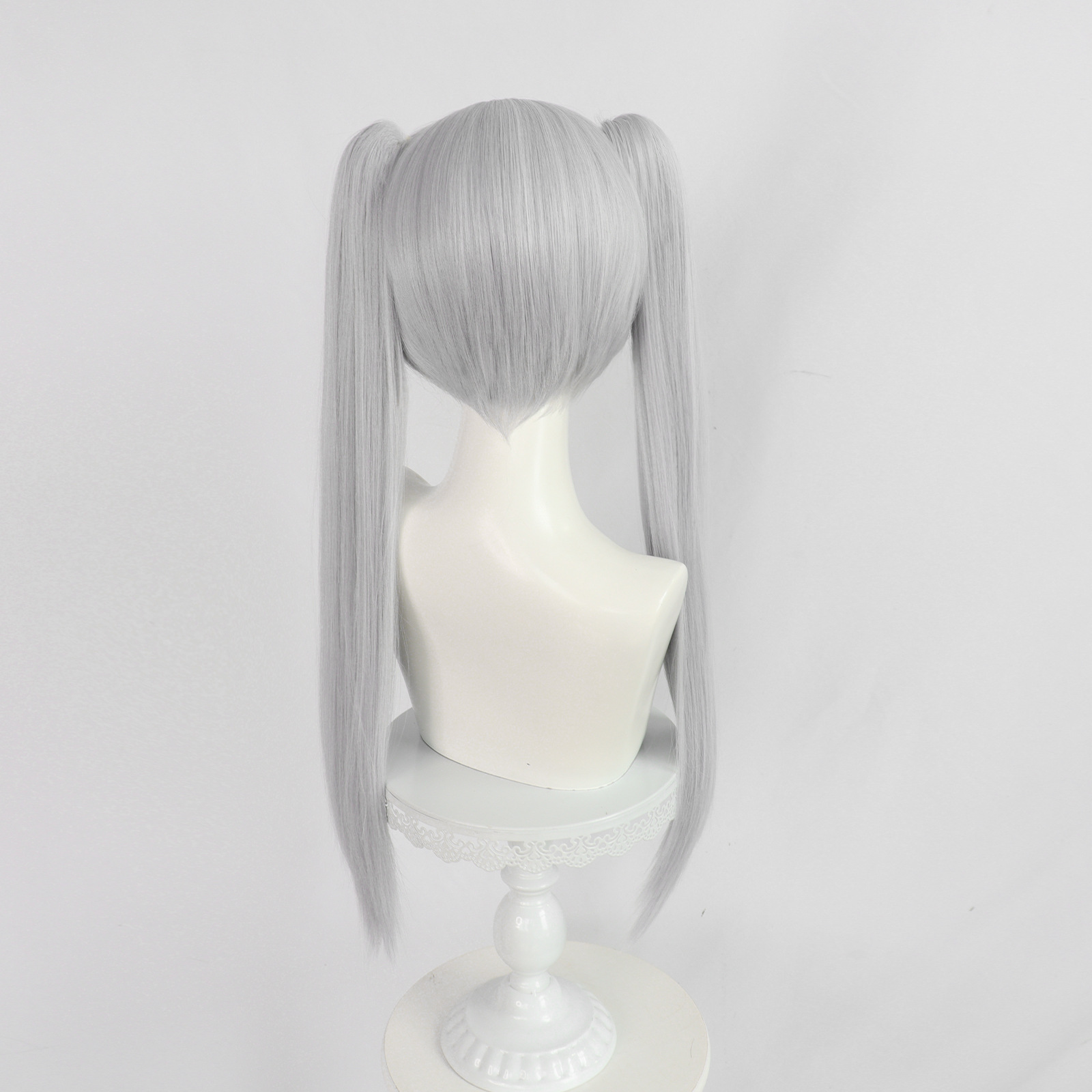 Frieren Cosplay Perücke 65CM Pferdeschwanz Perücke Frauen Lange Gerade Grau Synthetische Haar für Halloween Comic Con – Detail 5