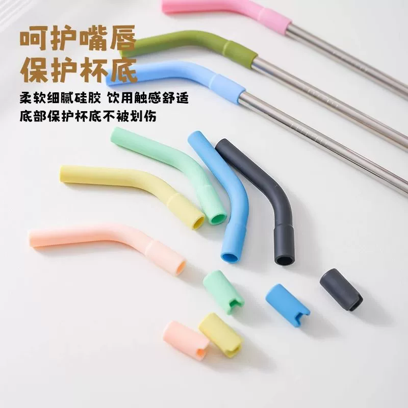 Silicone straw stainless steel, anti-scald, 8mm