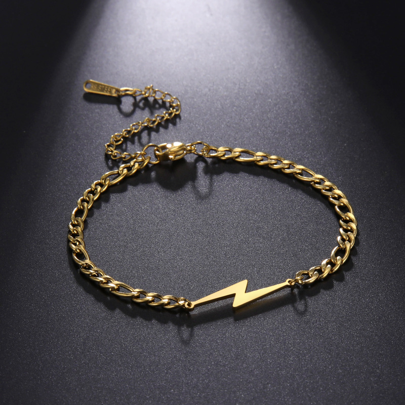 Cross-border Hot Lightning Pendant Bracelet Anklet Stainless Steel Figaro Chain Anklet Beach Ankle Leg Jewelry
