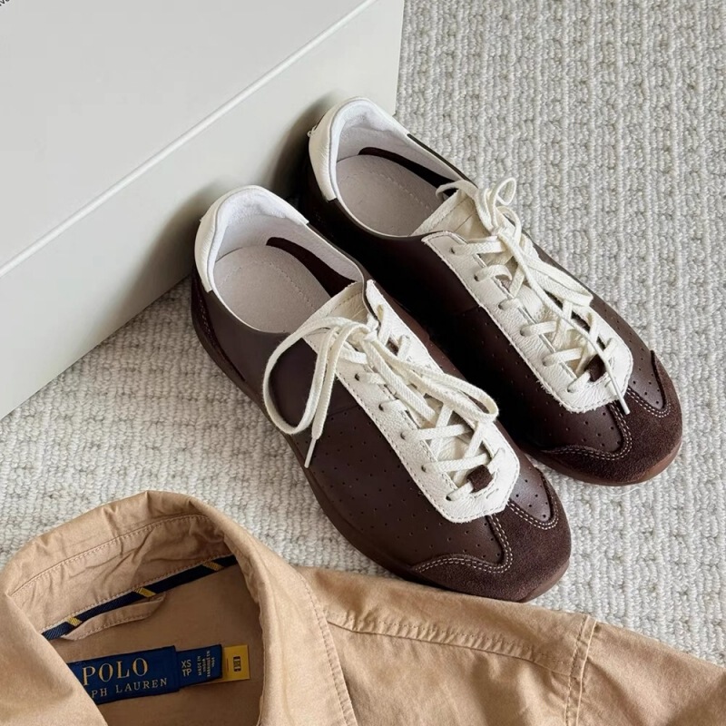 Retro Brown Moral Training Shoes for Women 2026 Spring New Style Color-Blocked Lace-Up Genuine Leather Sports Casual Forrest Gump Sneakers Flats Retro Brown Moral Training Shoes for Women 2026 Spring New Style Color-Blocked Lace-Up Genuine Leather Sports Casual Forrest Gump Sneakers Flats