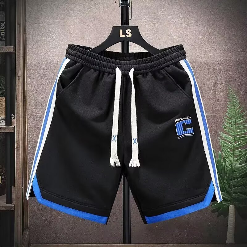 Pantalones de cinco puntos estadounidenses a rayas para hombres y mujeres, pantalones de baloncesto de moda de moda de verano para hombres