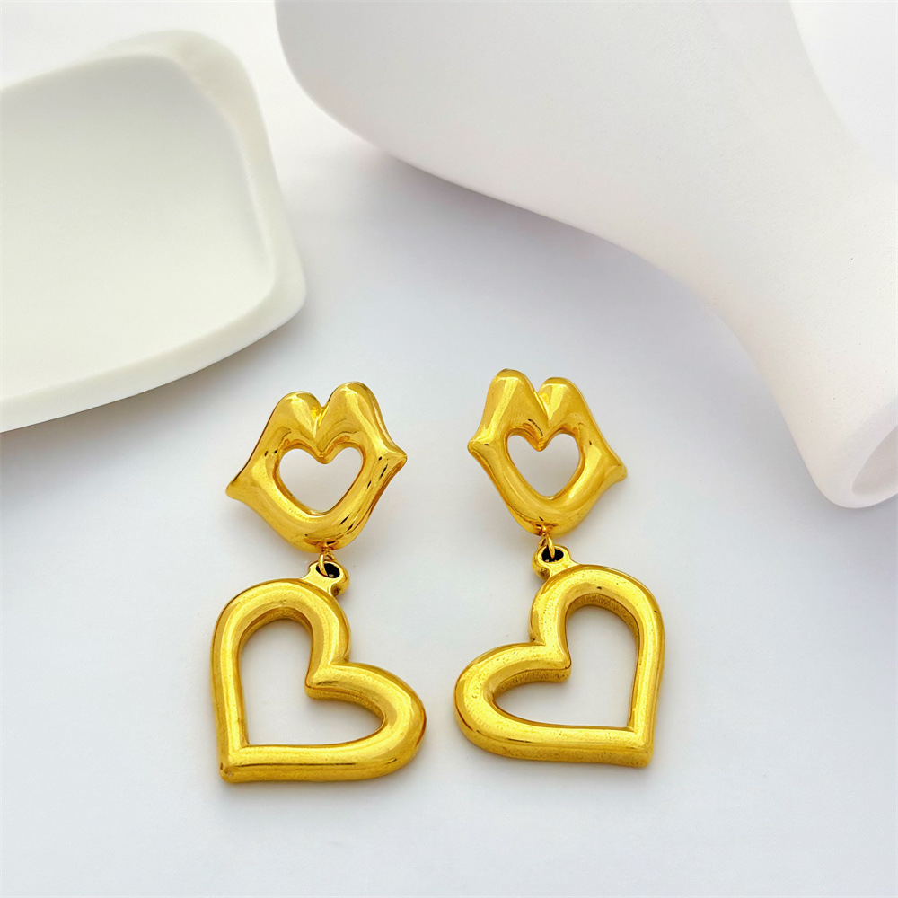 1 Pair Lips Classic Style 304 Stainless Steel Drop Earrings display picture 6