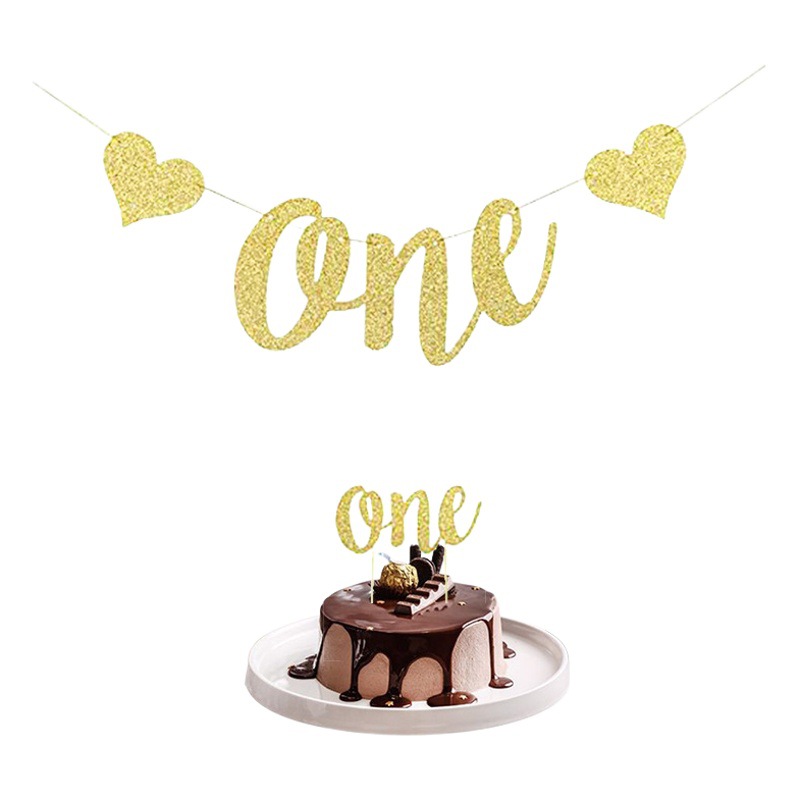 Suministro directo de fábrica europeo y americano macho y hembra bebé años decoración del partido banner un brillo Garland pastel tarjeta inserción