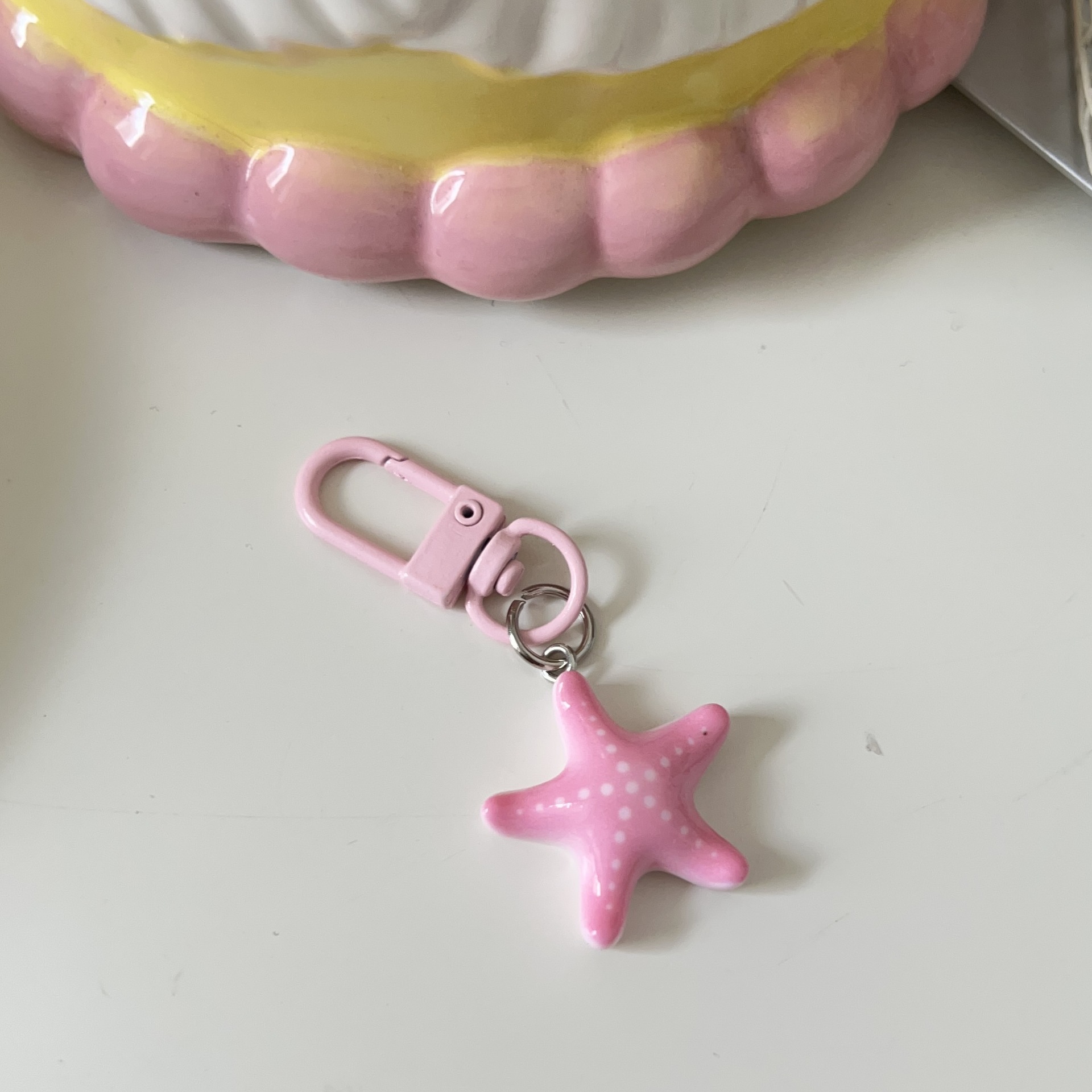 Nuevo lindo estereoscópico estrella de mar llavero de dibujos animados corazón de niña bolsos colgantes accesorios de regalo de pareja