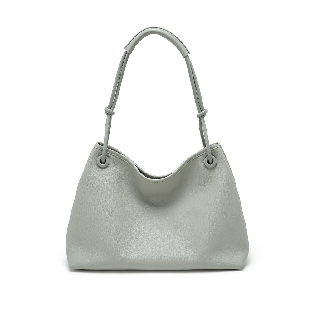 Niche Design Minimalist Shoulder Tote Bag Large Capacity Women's Underarm Bag Premium Genuine Leather Commuter Handbag - Thumbnail 5