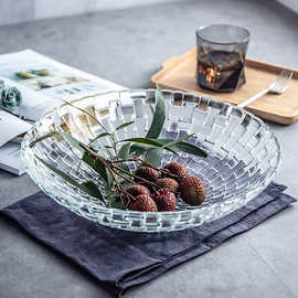 玻璃果盘果盆水果盘简约家用客厅瓜子零食盘现代茶几大号创意果篮
