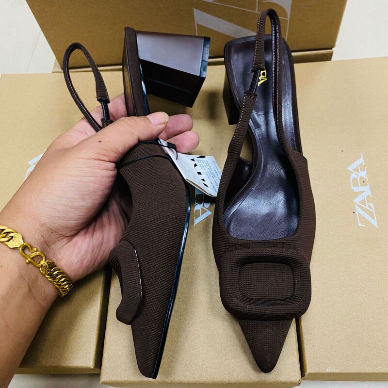 Za Manufacturer 2024 Autum Export Pointed Toe Thick Heel Shallow Mouth High Heels Women's Rhinestone Square Buckle Back Strap Slingback Sandals Za Manufacturer 2024 Autum Export Pointed Toe Thick Heel Shallow Mouth High Heels Women's Rhinestone Square Buckle Back Strap Slingback Sandals