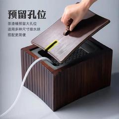 批發竹製茶渣桶大號帶蓋過濾茶水桶垃圾桶功夫茶具家用配件廢水桶