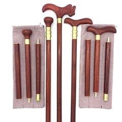 Purple Light Sandalwood Blackwood Cane Three Sections Blood Sandalwood Gold Sandalwood Staff Civilized Staff Dragon Head Cane Raw Wood Cane Wholesale