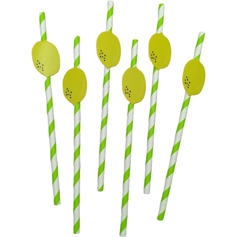 Papel de fiesta transfronteriza paja desechable degradable para bebidas de postre paja de fruta