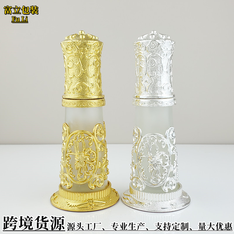 中东埃及喷雾香水瓶迪拜香精瓶复古喷雾瓶精油金属玻璃瓶跨境货源