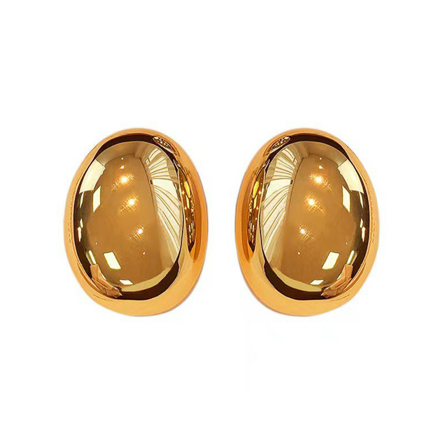 Europa y América oro oval bola grandes pendientes hembra nicho diseño de alto grado frío estilo exagerado metal hebilla oreja