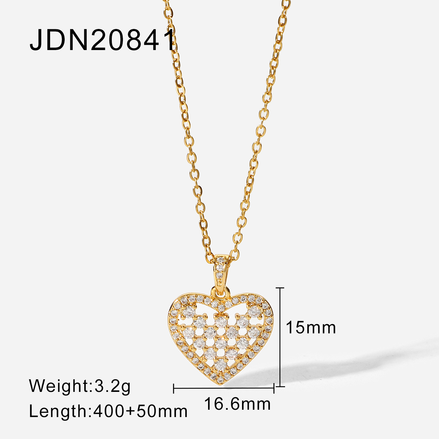 European And American 18k Gold-plated Cubic Zircon Heart Pendant Stainless Steel Necklace Jewelry display picture 5