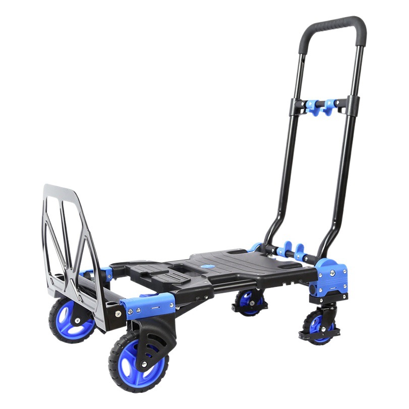 Carretilla de plataforma resistente, remolque portátil de arrastre manual, carrito doméstico para transportar mercancías, ligero, plegable y multifuncional.