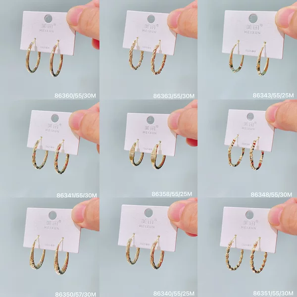 Celebrity-inspired minimalist large C-shaped hoop earrings, niche luxury, high-end versatile gold and silver hammered large moon hoop earrings