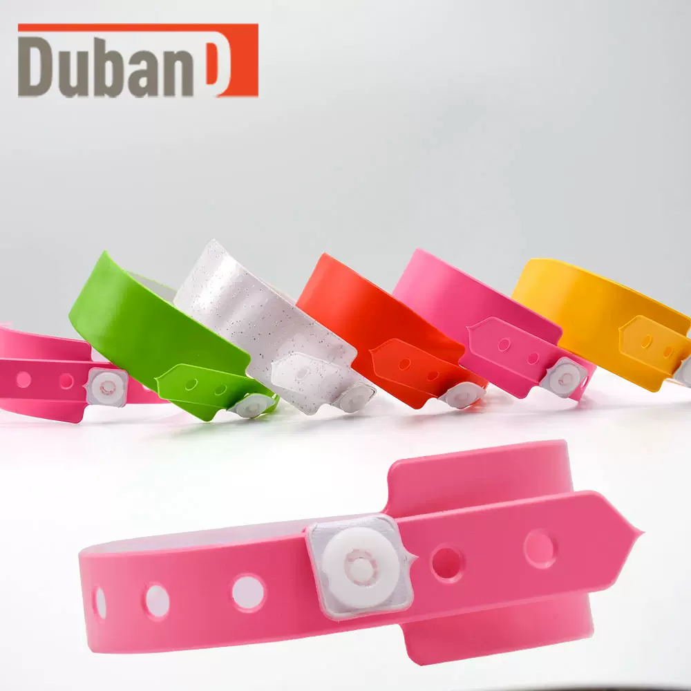 一次性PVC塑胶手环三层vinyl防水彩色乙烯基腕带派对水上乐园手带