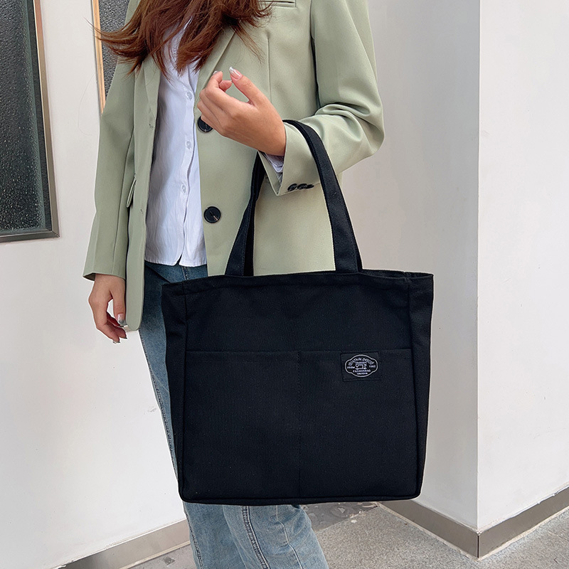 Internet celebrity Korean style fashionable all-match large capacity student tutorial handbag simple canvas women's shoulder messenger bag