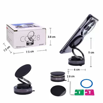 Car-Mounted Vacuum Magnetic Phone Holder, Car phone holder - t28-black-abs-plastic-ring-strong-magnetic