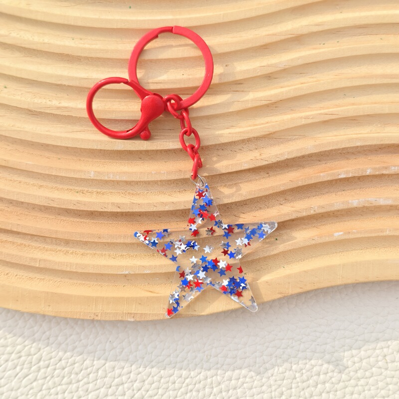 Popular American Flag Keychain Set Usa Letter Star Ice Cream Pendant Hot Selling Acrylic Jewelry